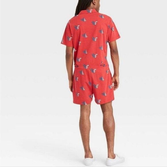 Disney Mickey Mouse American Flag Americana Red Unisex Romper Medium M - Picture 2 of 6